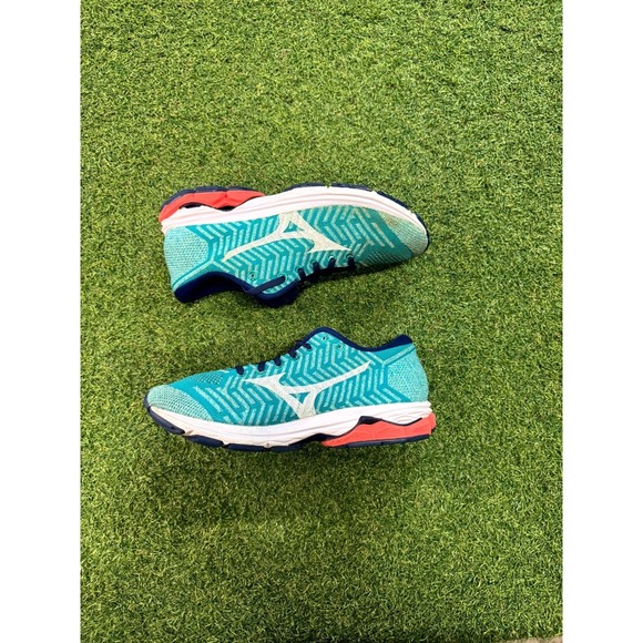 Mizuno Waveknit R2 Womens 9 Running Shoes Turquoise White Athletic Sneakers - Picture 2 of 6